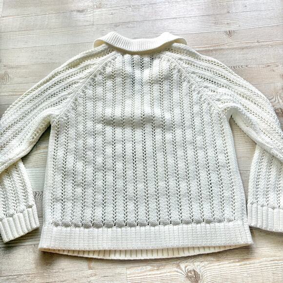 Haven Well Within Open Stitch Johnny Collar Sweater | Ivory Size Medium - Picture 4 of 6